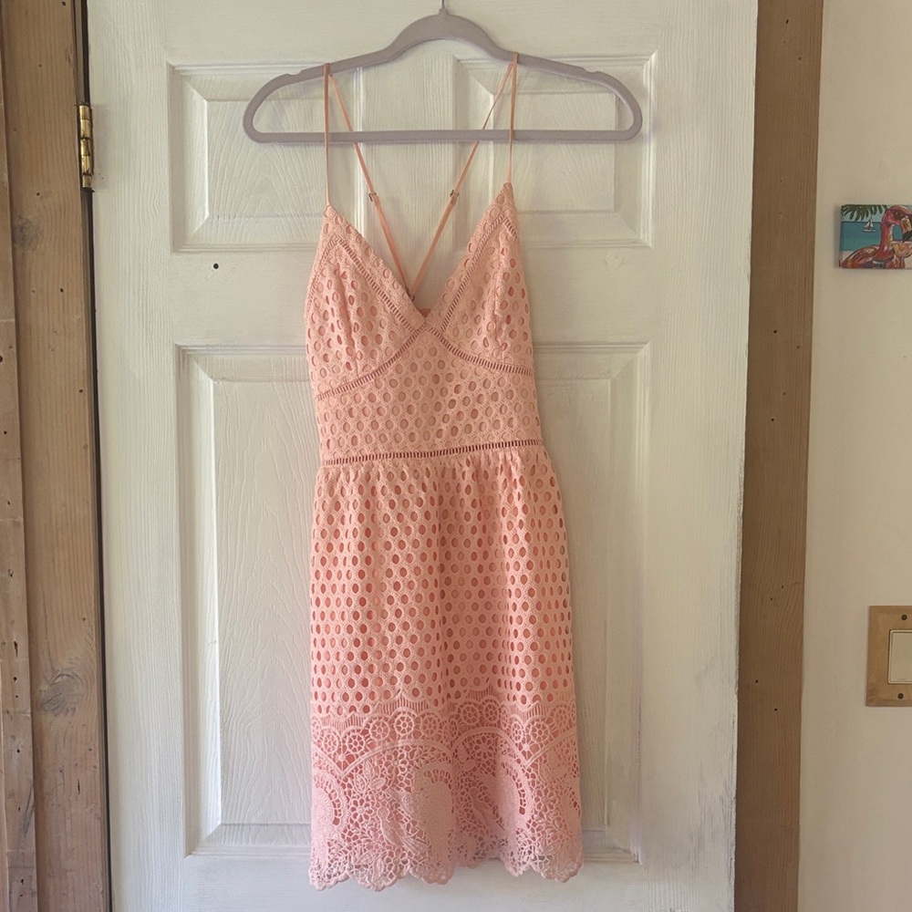 Abercrombie and Fitch Pink Lace Eyelet Dress